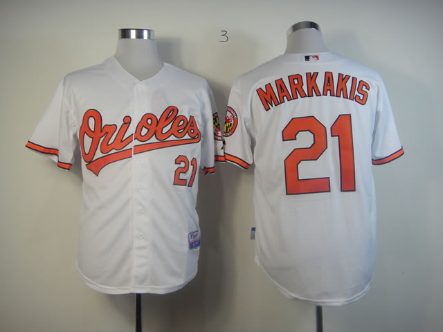 Men Baltimore Orioles #21 Markakis White MLB Jerseys
